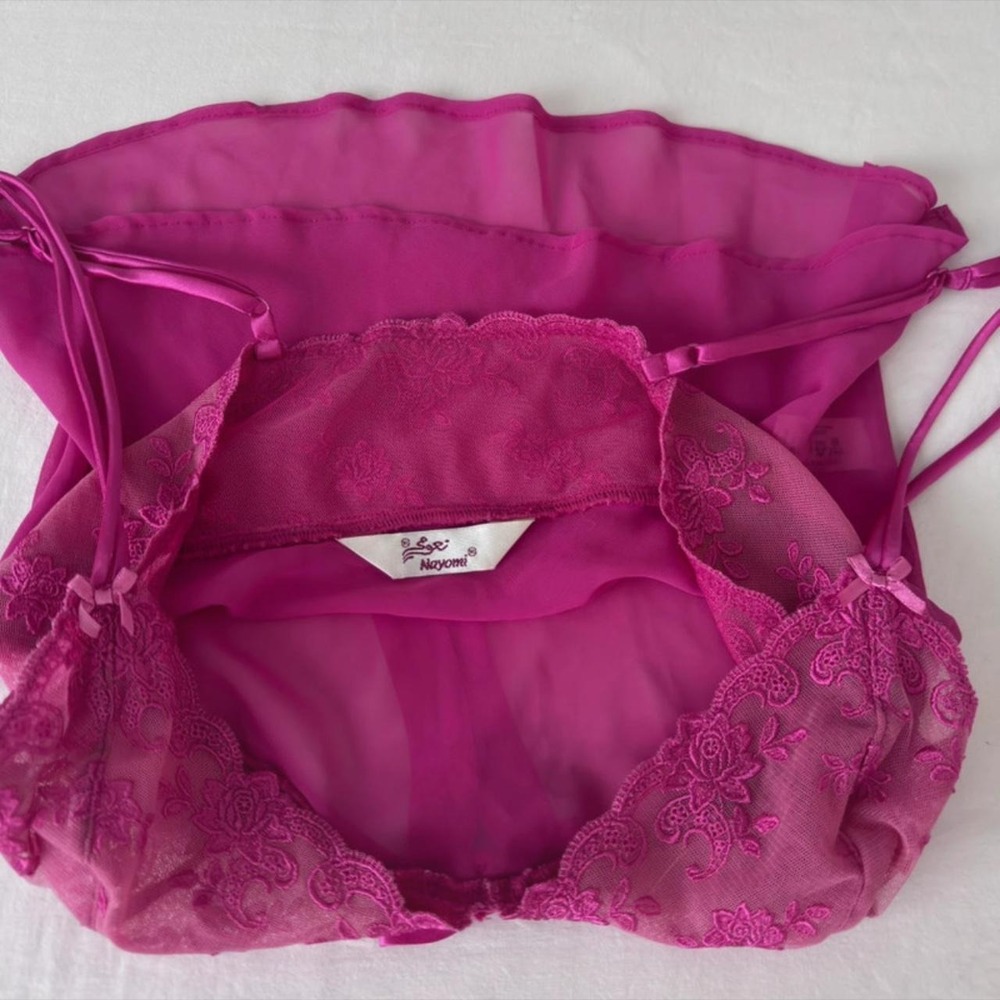 Vintage Sheer Euro Y2K Pink Tank Top With Bow - Picture 7 of 8